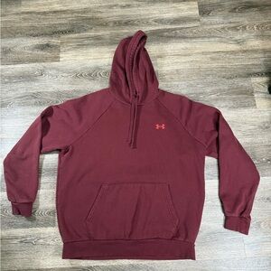 Under Amour Hoodie Men's L Burgundy Red Pullover Fleece Athleisure Loungewear